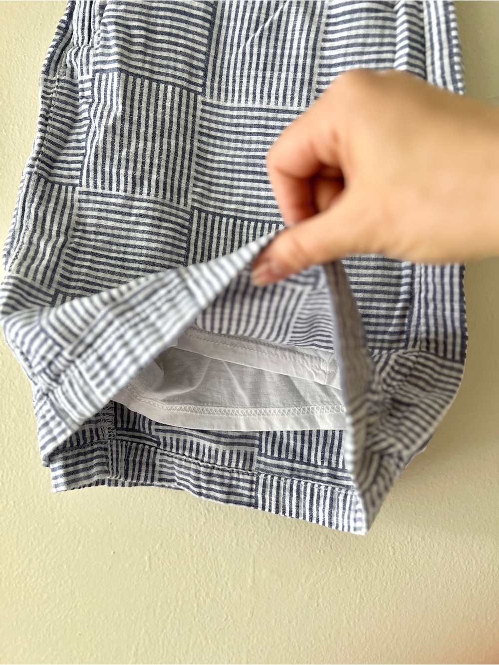 Costal Cotton High Waisted Striped Seersucker Skort - Blue Gray and White - Picture 6 of 11